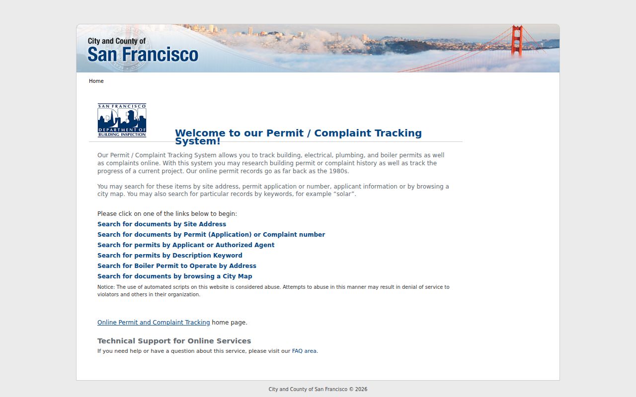 San Francisco street directory building permit tracking